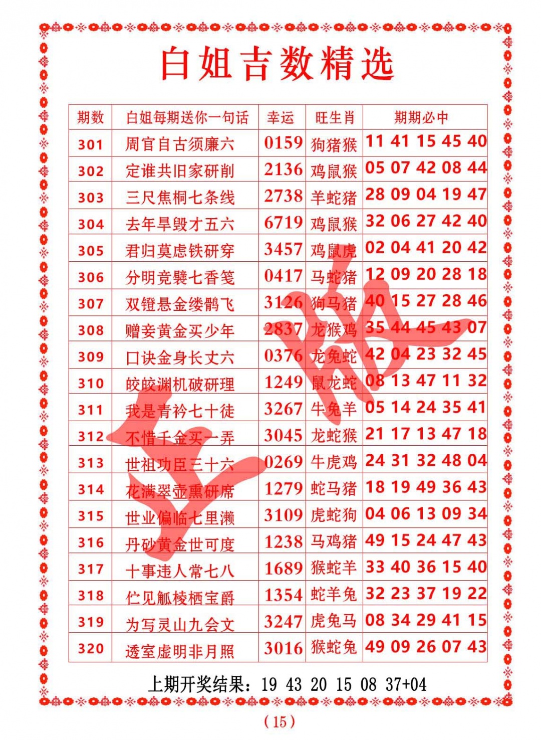 316期白姐吉数精选[图]