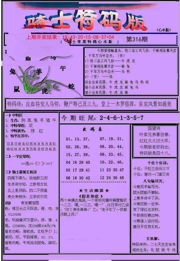 316期骑士特码版[图]