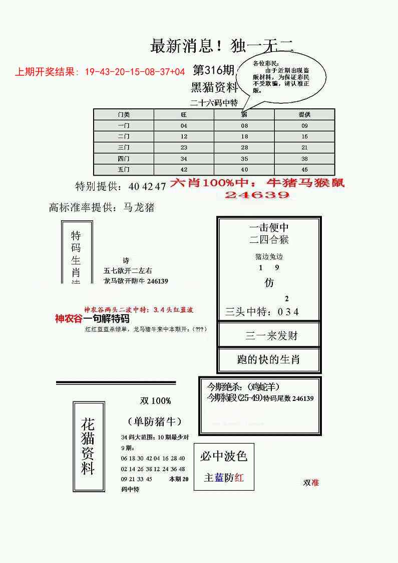316期独一无二(正)[图]