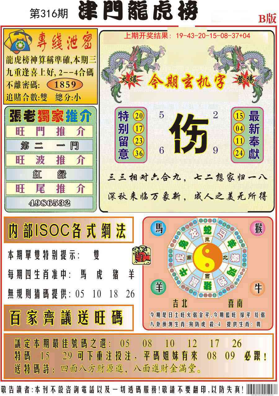 316期津门龙虎榜B[图]